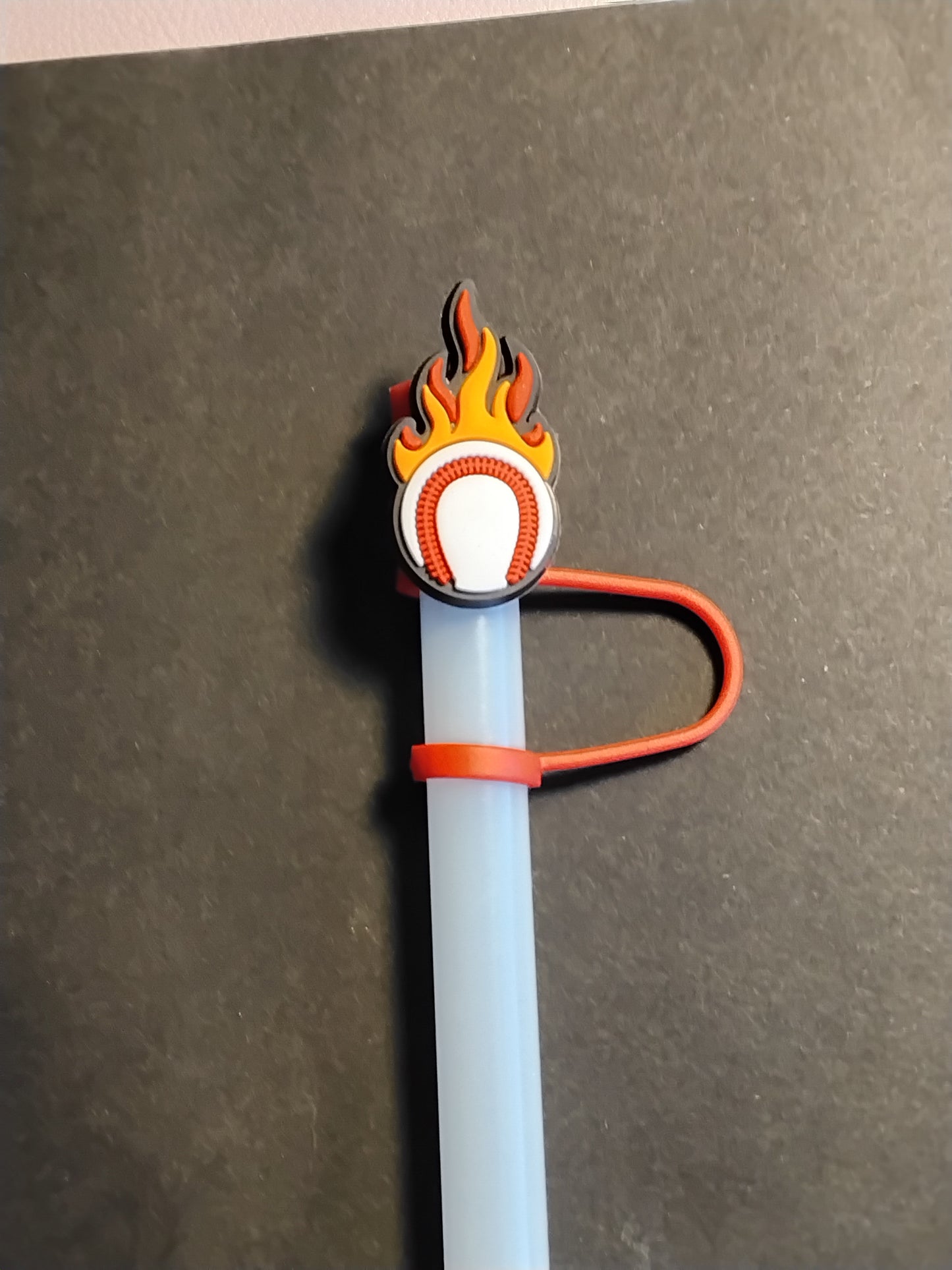 Fire Baseball Straw Topper